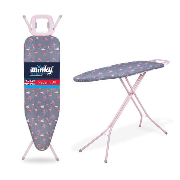 Minky Ironing Board - Flamingo Pink 122 x 38cm, Ironing Board Cover Included