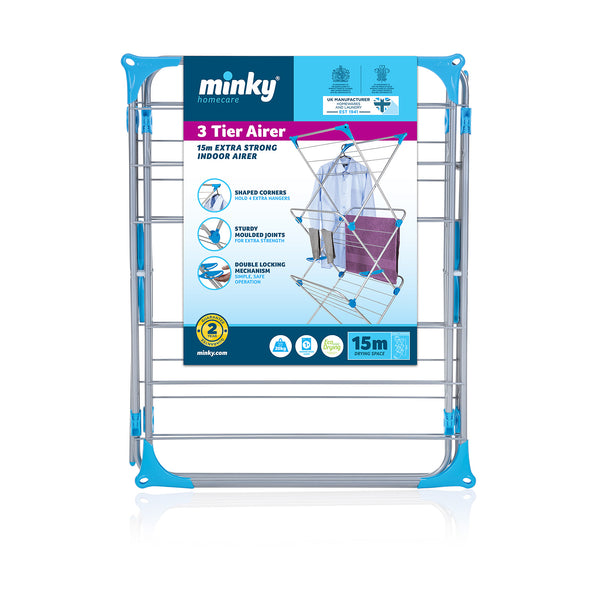 Minky 3 Tier Clothes Airer - Silver