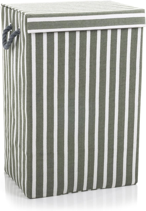 Minky 72L Laundry Hamper Basket | Green Stripe | 40x30x60cm