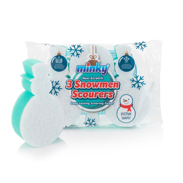 Minky Non-Scratch Christmas Snowmen Scourers | 3 Pack
