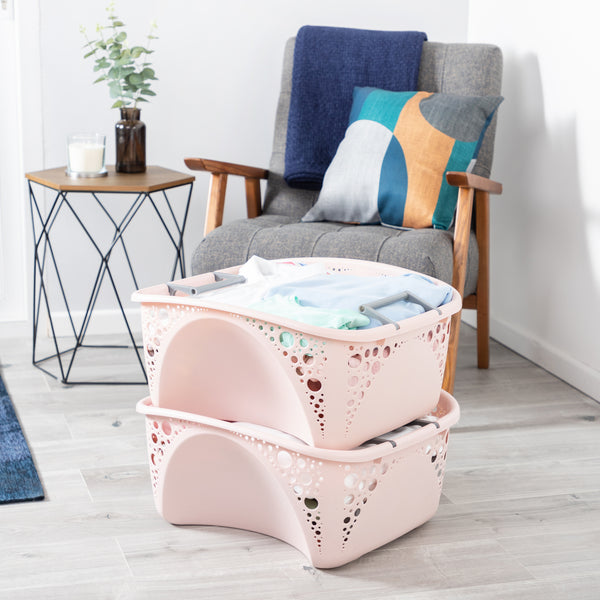 Minky Laundry Basket - 40L Washing Basket with Folding Handles