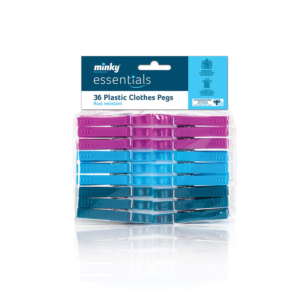 Minky Essential Plastic Clothes Pegs - Pack of 36