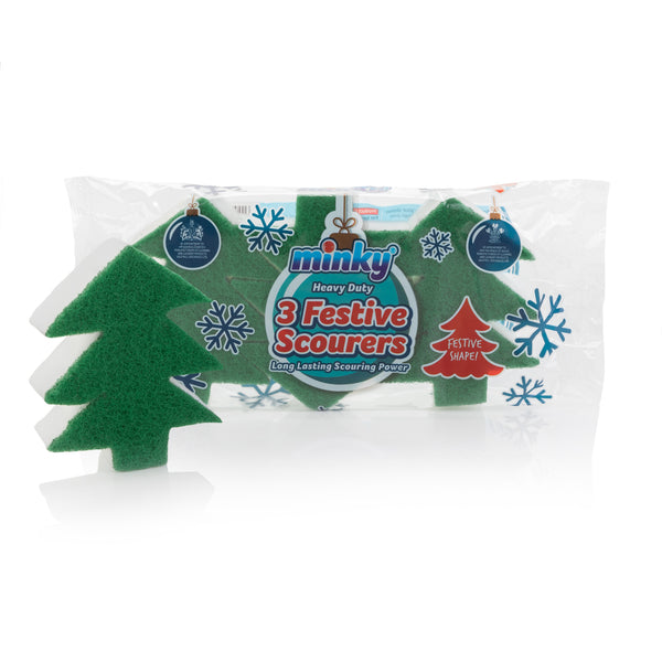 Minky Festive Christmas Tree Scourers | 3 Pack