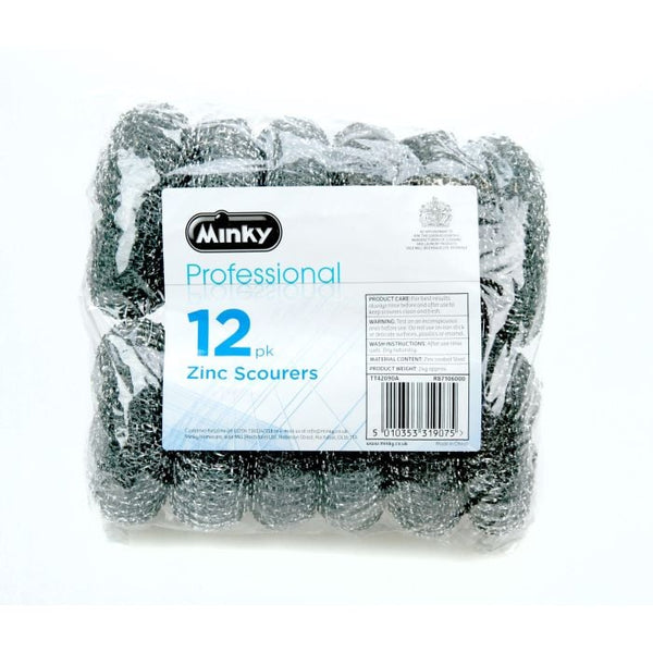 Minky Professional Zinc Scourers 12 Pack