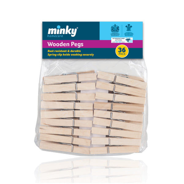 Minky Wooden Clothes Pegs - 36 Pack